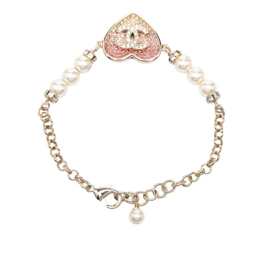 CHANEL Authentic Pink Pearl Logo Charm Bracelet - Picture 3 of 8